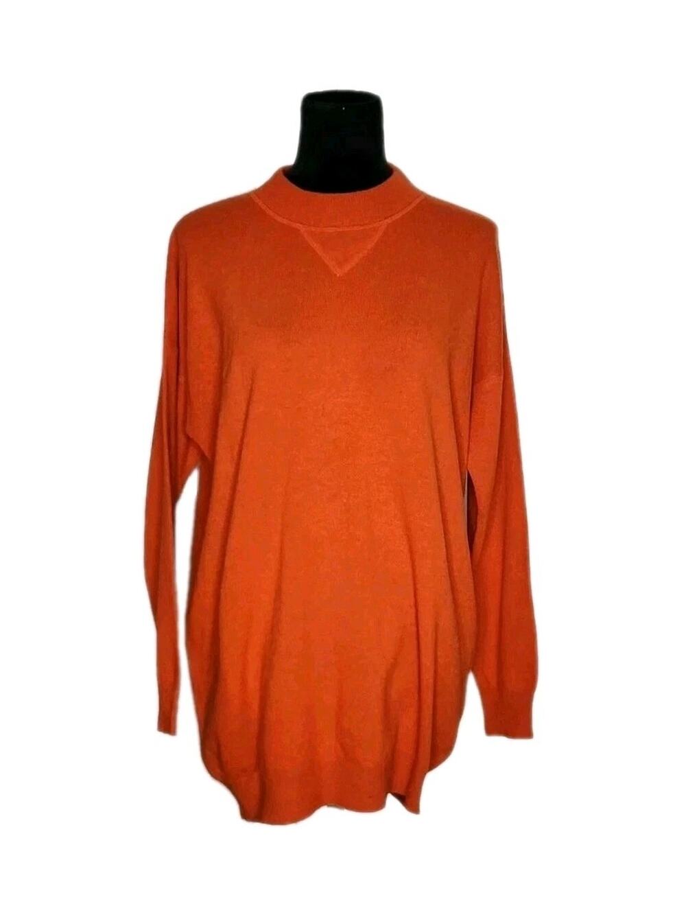 Erika Cavallini Orange Oversized Wool Cashmere Blend Sweater Size Small Euc